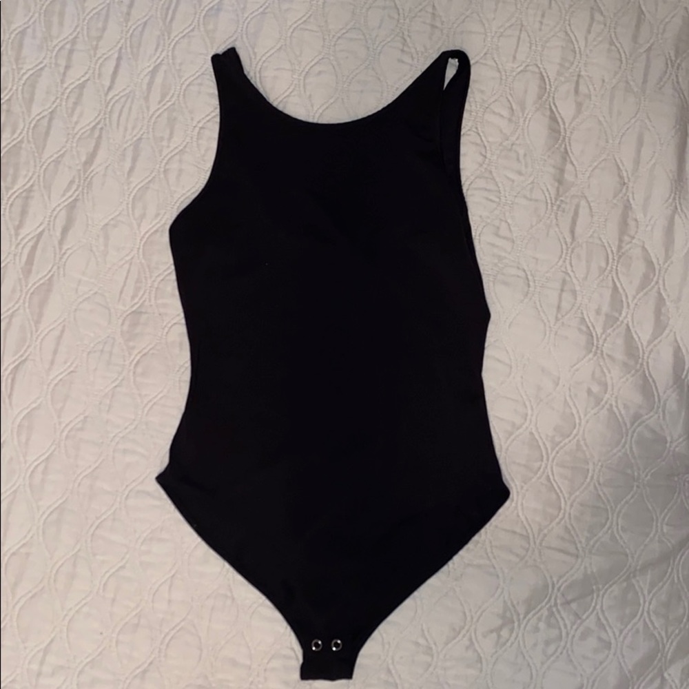 Black body suit with low back